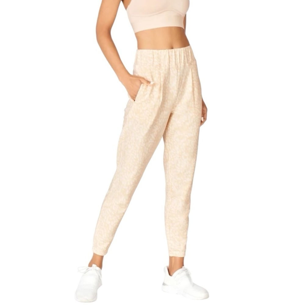 Fabletics Cloe Slim Yellow White Athleisure Soft Lightweight Sweatpants